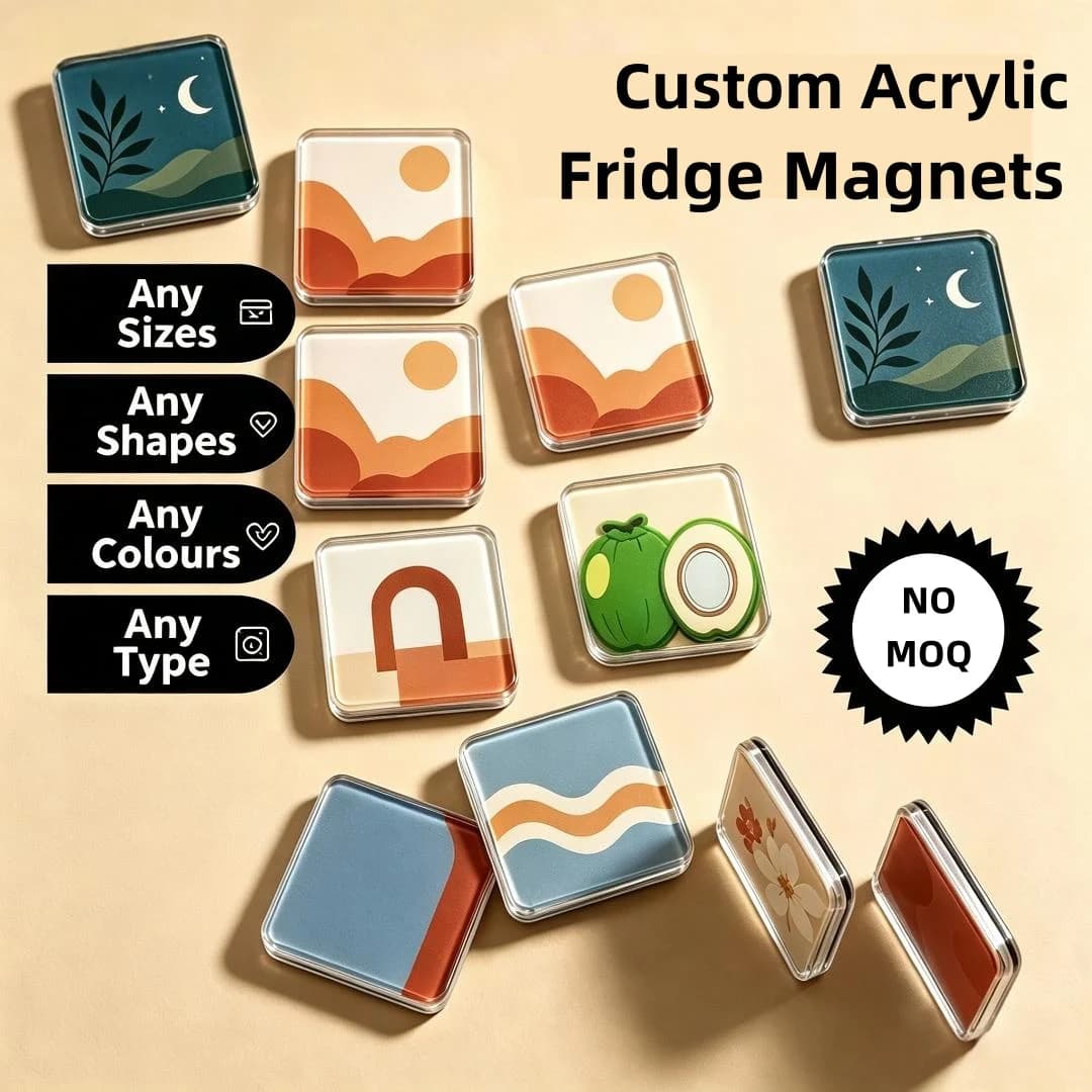Wholesale Customized Personalized Creative Acrylic Refrigerator High Quality Custom Shape Logo Print Acrylic Fridge Magnets
