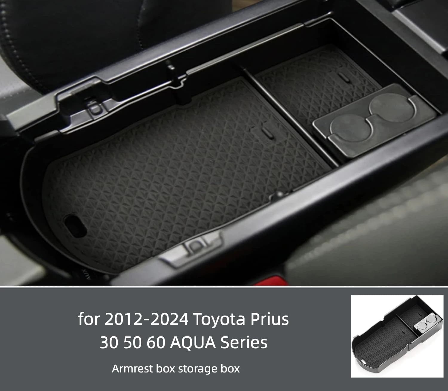 Suitable for Toyota 15-24 Prius handrail box storage box PRIUS 30 50 60 Series AQUA central control storage box