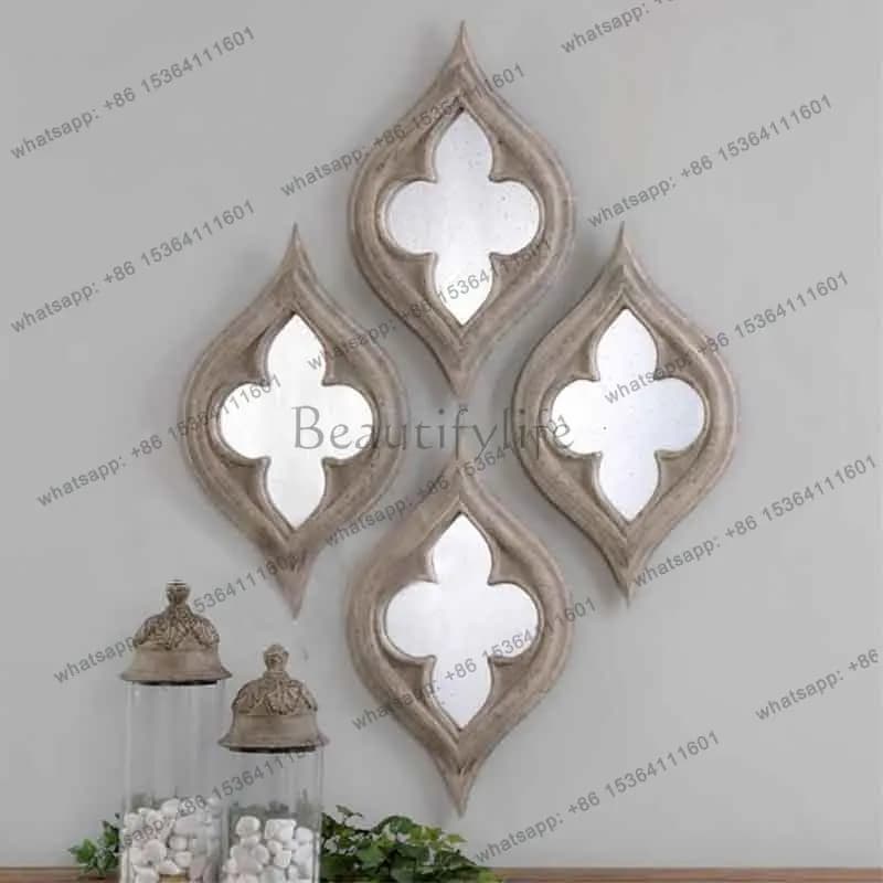 LS neoclassical decorative combination mirror creative villa soft decoration design wabi sandy wind wall mirror wall hanging