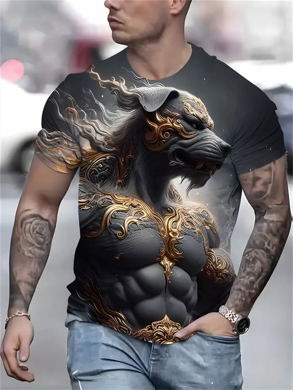 Funny Men's T-Shirt 3d Printed Chicken Tshirt Animal Dog Pattern Short-Sleeved Tees Oversized Streetwear Summer Casual Men Tops