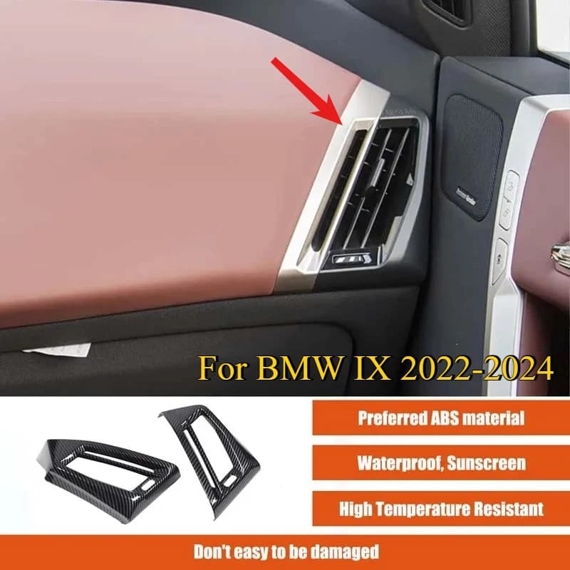 suitable For BMW ix 2022-24 ABS Carbon Fiber Central Air Conditioning Side Air Vents Frame Covers Trim Interior Car Accessories