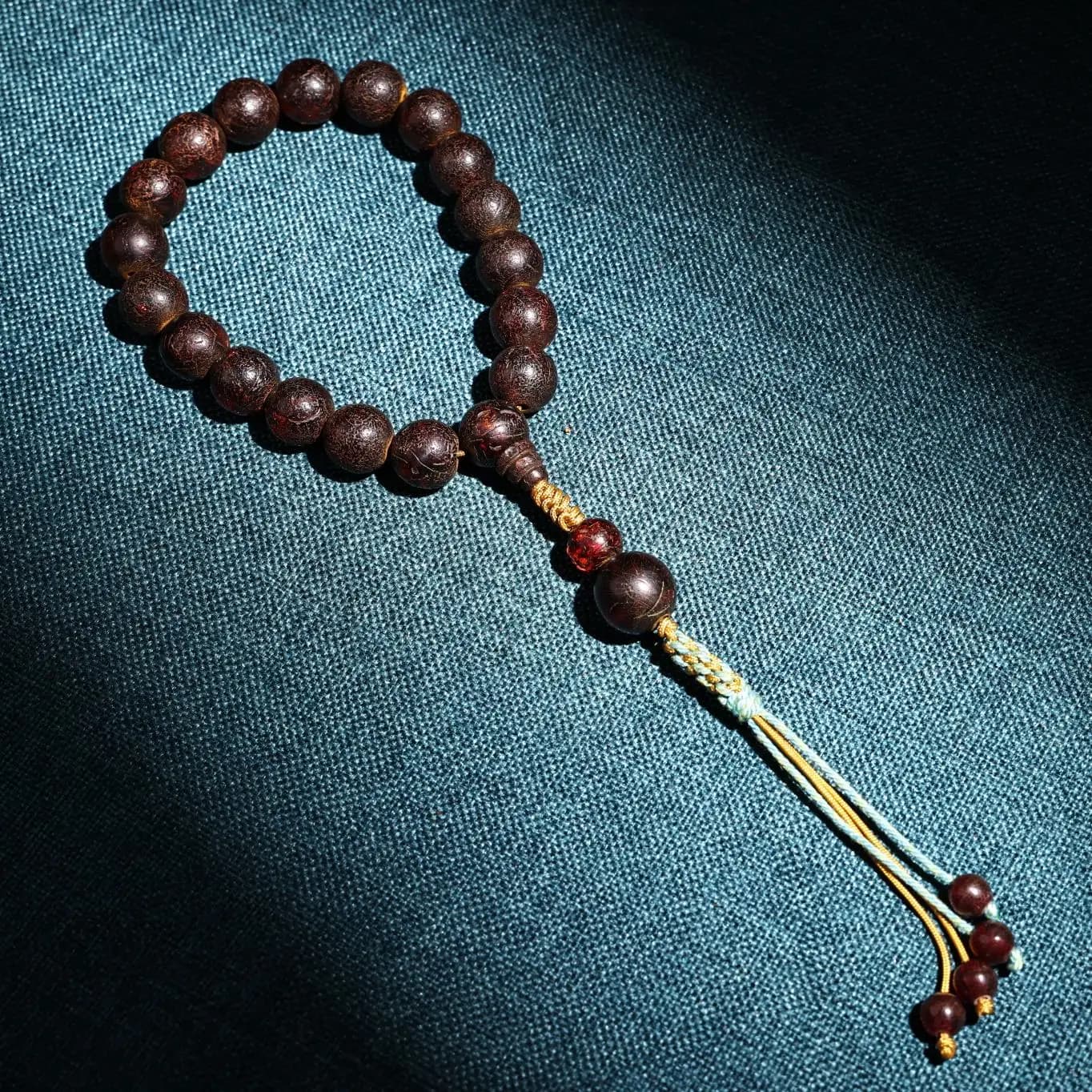 8"Xizang Folk Old Blood Amber 18 pieces Buddha Beads Pendant Amulet Dharam Town house  Exorcism