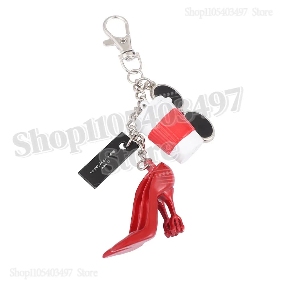 2026 HOT Movie Fashion Icon Charms Keychain with Sunglasses Coffee Cup & Red High Heels for Bag Accessory