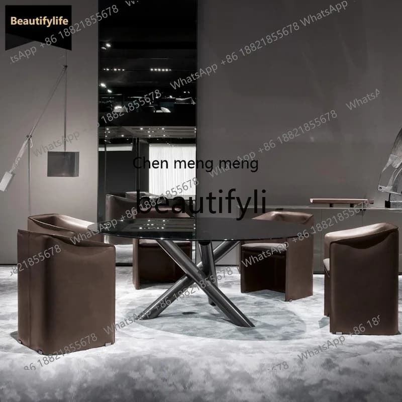 GG Light Luxury Solid Wood Dining Table Marble Negotiation Round Dining Table Simple Balcony Small Apartment Home Use