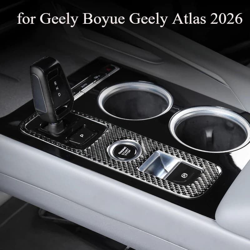Real Soft Carbon Fiber Car Gear Shift Panel Frame Trim Sticker for Geely Boyue Geely Atlas 2026