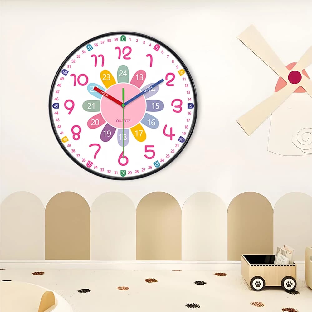 New Early Education Wall Clock For Living Room Home Bedroom Children's Room Non Ticking Silent Non Ticking Wall Hanging Clock