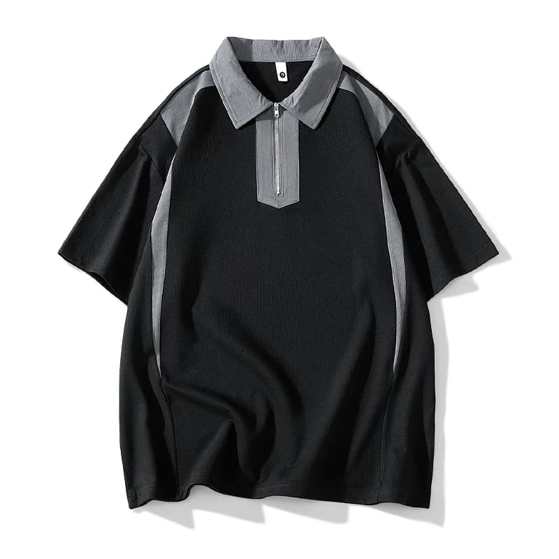 Summer Men'S New Couple Style Lapel Short Sleeved Top Youth Casual Trend Handsome Versatile Simple And Loose Splicing T-Shirt