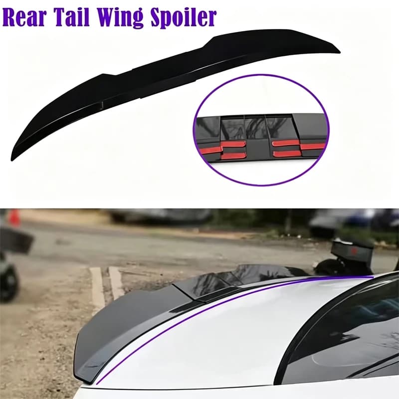 For Cadillac CT5 Sedan V-Shape No-Punch Car Trunk Fixed Spoiler ABS Blade Style Roof Middle Tail Wing Auto Refit Accessory