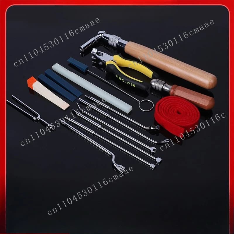 Piano tuning tool set, telescopic curved rod piano tuning wrench stop, leather fork stop stick stop tape