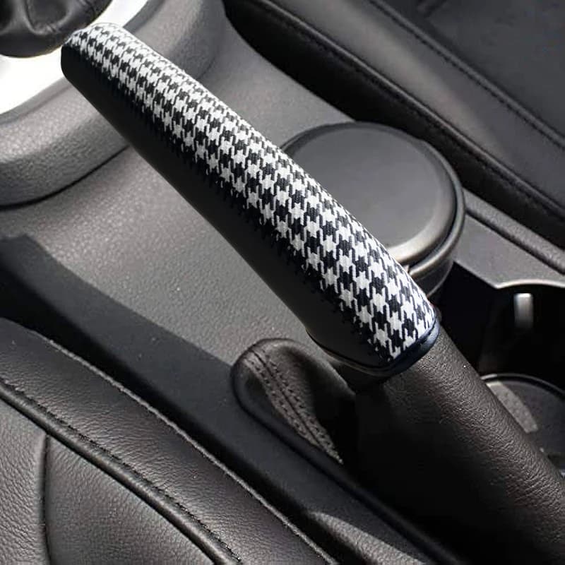 Genuine Leather and With Fabric Swallow Gird Car Hand Brake Covers Case For PORSCHE 911 Handbrake Grips Cover Auto Accessories
