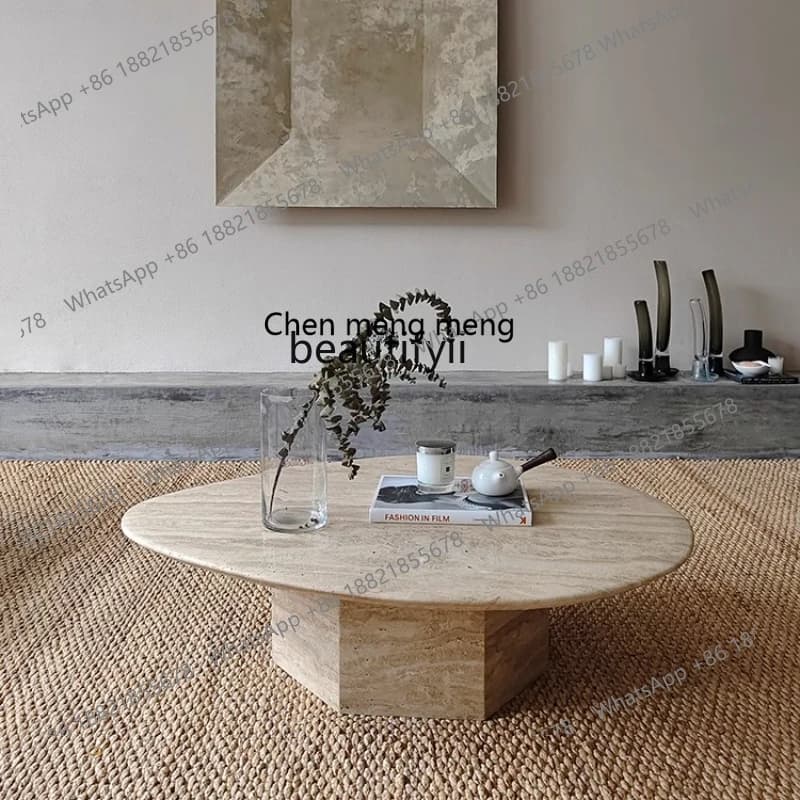 Wabi Sansan natural travertine special-shaped coffee table living room sofa Nordic style modern small apartment
