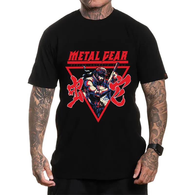 Metal Gear Solid MGS Game Gift T‑Shirt for Gamer Unisex Cotton Short Sleeve Tees Solid Snake Graphic Print Streetwear Tops