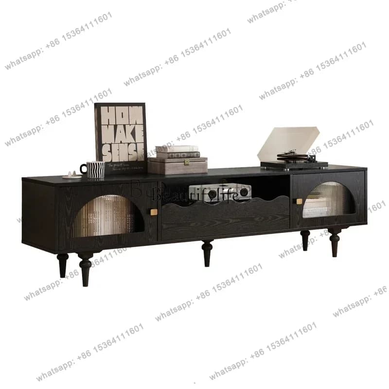 FG10 Retro solid wood TV cabinet home living room medieval storage wall floor cabinet designer
