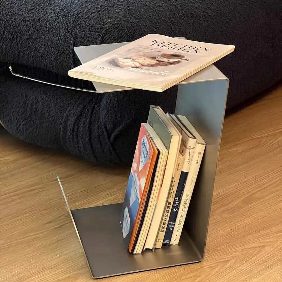 Minimalist Stainless Steel Coffee Table with Storage Bookshelf Small Side Table for Living Room And Bag House