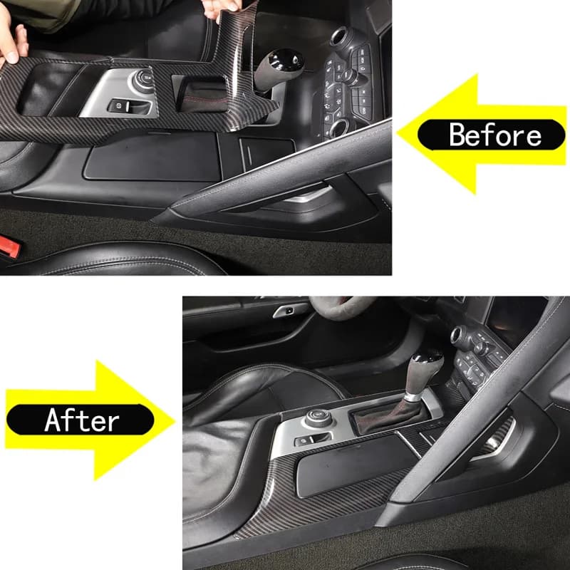 1Pcs ABS carbon fiber For 2014-19 Chevrolet Corvette C7 Z06 Car styling Car central control cup holder panel frame sticker parts
