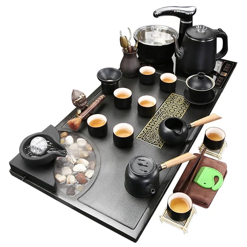 Wujinshi set household ceramic Kung Fu tea sea simple small flowing water stone tea table