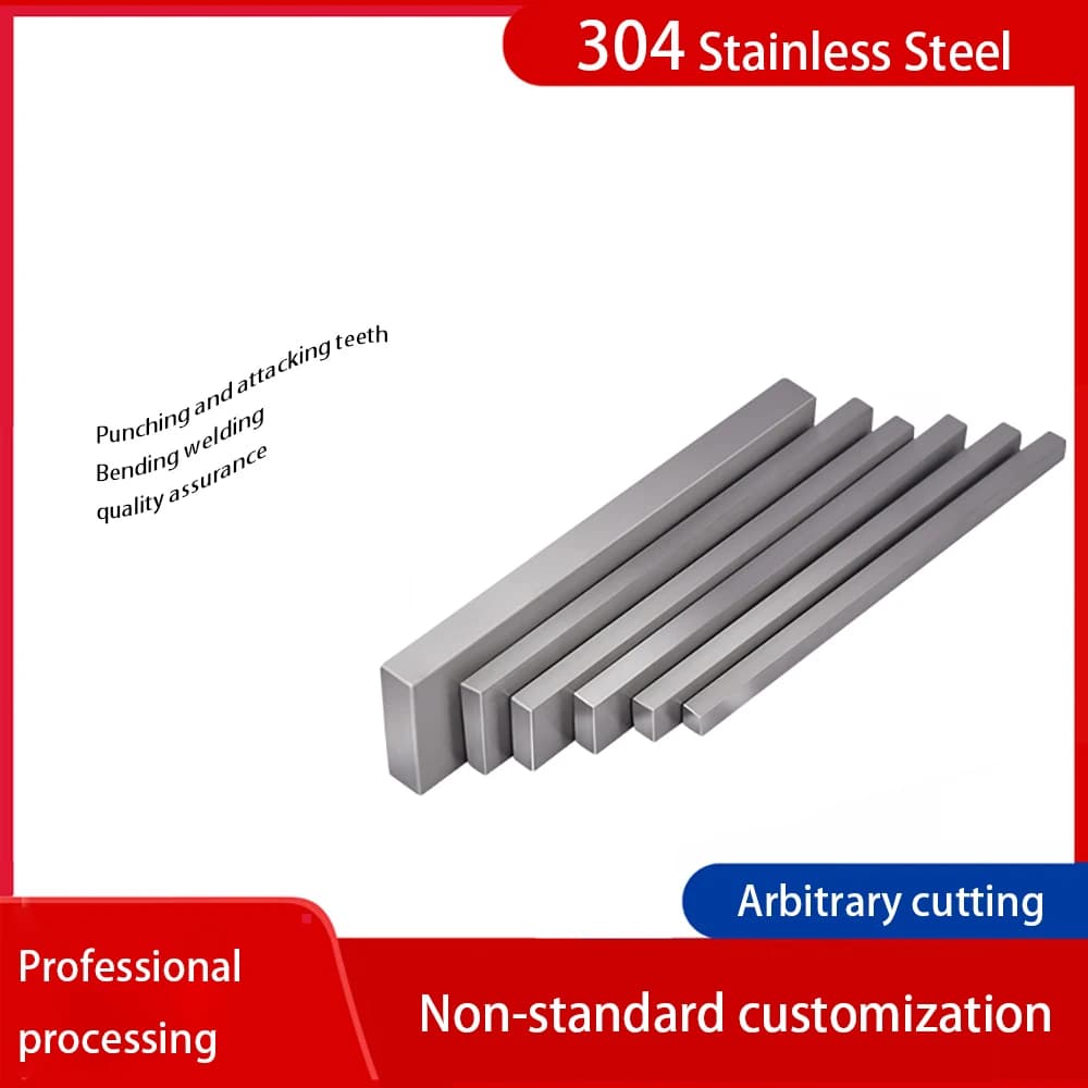 1Pcs 304 Stainless Steel Flat Bar Plate Rod Thickness 8mm Width 10/15/20/25/30/40/50/60/80mm Length 100mm 200mm 300mm 500mm