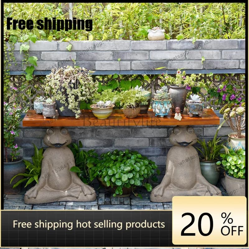 Factory Direct Garden Solid Wood Flower Rack Terrace Arrangement Landscaping Ornament Yard Outdoor Flower Pot Rack