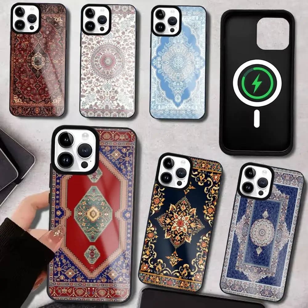 Persian Carpet Floral Phone Case For iPhone17,16,15,14,13,12,11 Plus,Pro Max For Magsafe Wireless Charging