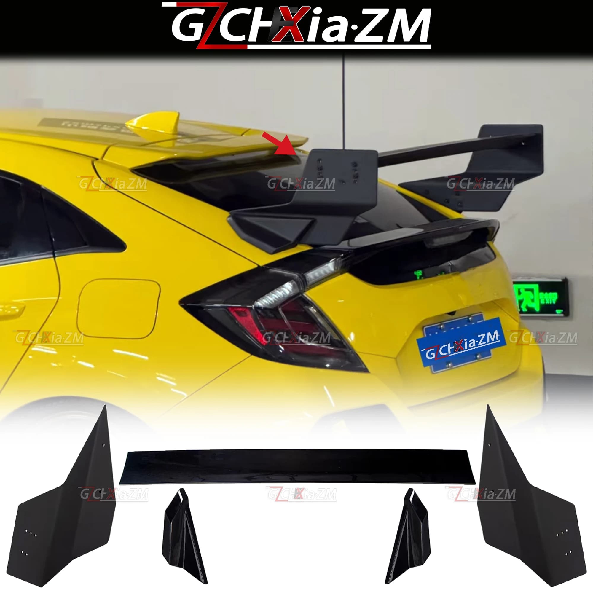 For Honda 10th Generation Civic FK4 FK7 FK8 TypR 5Door Hatchback 2016-2021 Rear Spoiler MUGEN Style Trunk Lid Body Kit Rear Wing