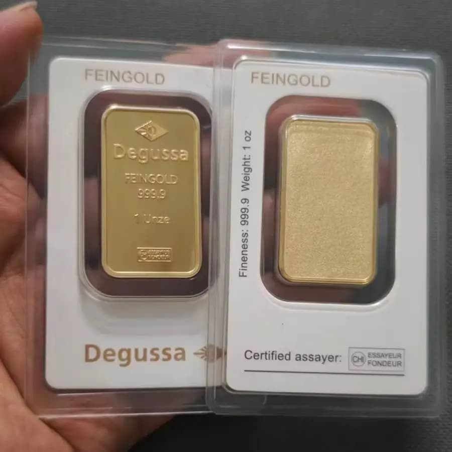 Degussa Gold Plated Bar Non-Magnetic 1oz/20g/50g/100g Replica Gold Bars Copper Crafts Germany Gold Bar