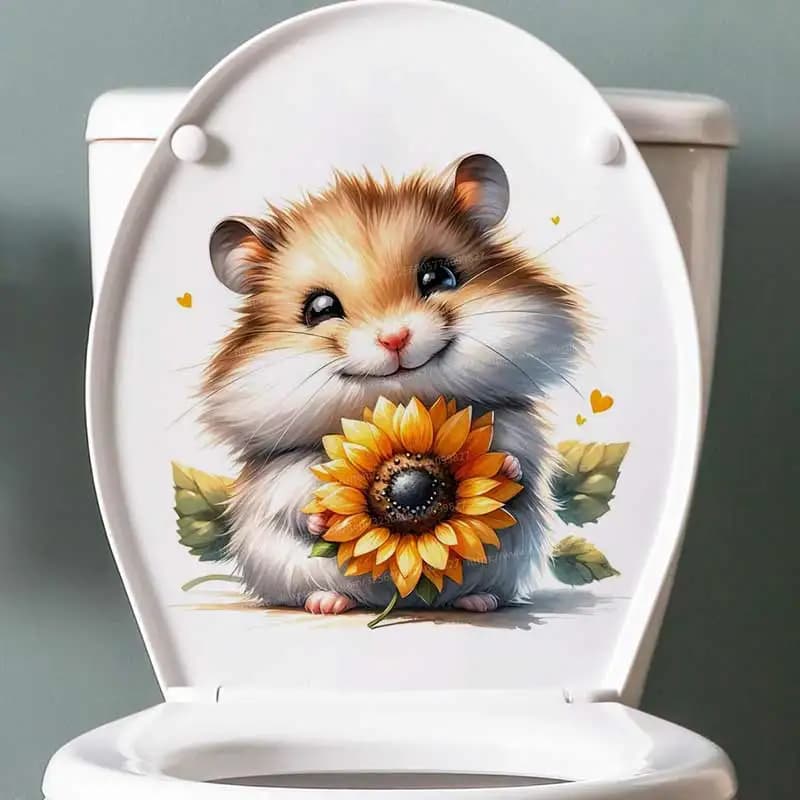 Cute Hamster Sunflower Wall Sticker Kitchen Decoration Dining Room Living Room Cabinet Refrigerator Home Decal Stickers M1391