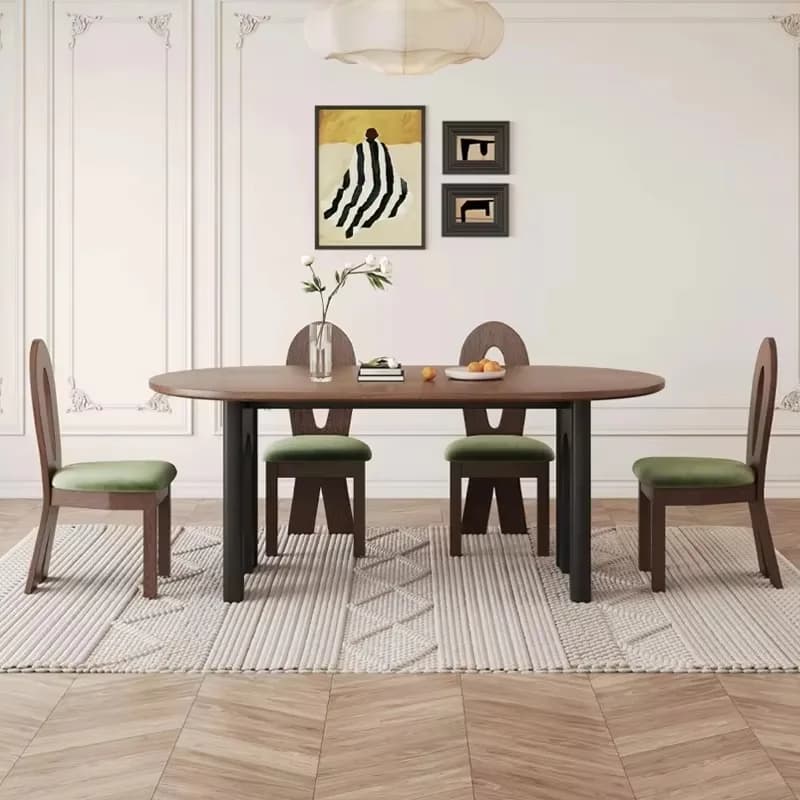 Oval Unique Dining Table Wooden Black Vintage Italian Living Room Dining Table Kitchen Nordic Tavolo Da Pranzo Furniture Home