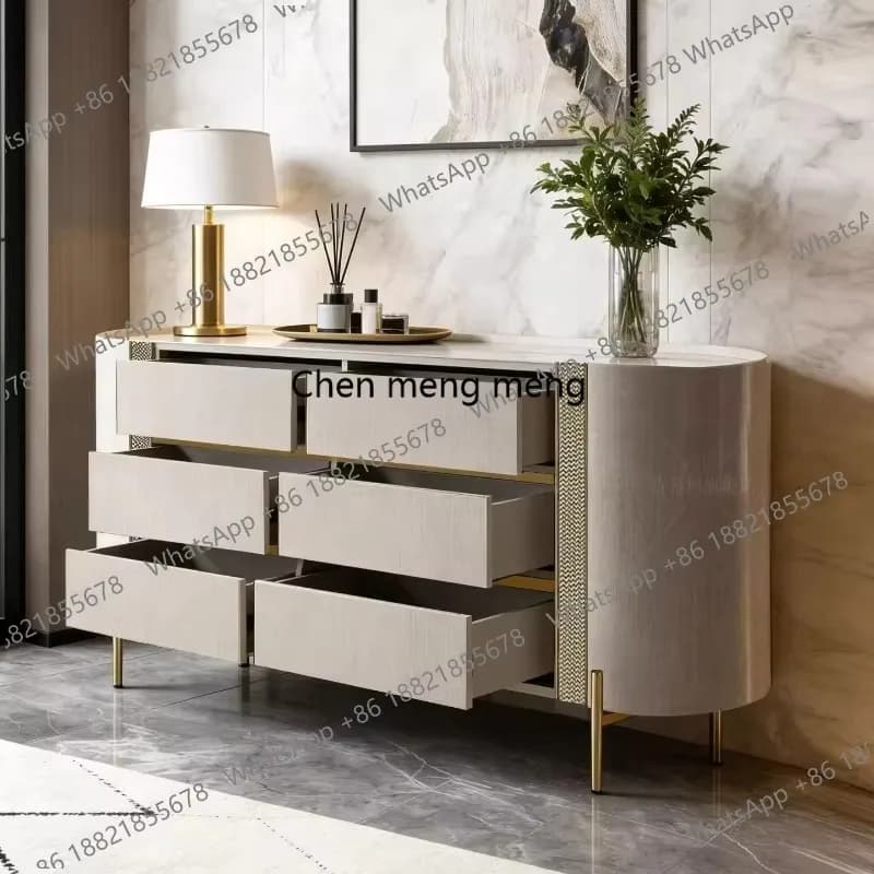 F150 Italian light luxury six-chest cabinet, bedroom, bedside storage, living room, porch cabinet, natural paint
