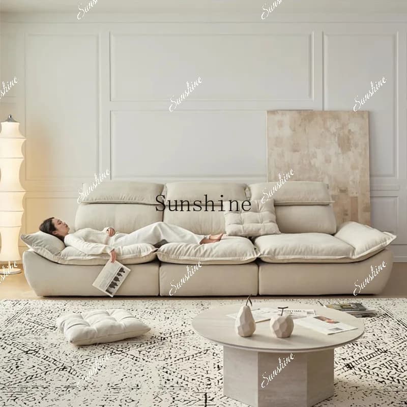 Adjustable backrest sailing sofa French fabric large seat deep lazy sofa  FT
