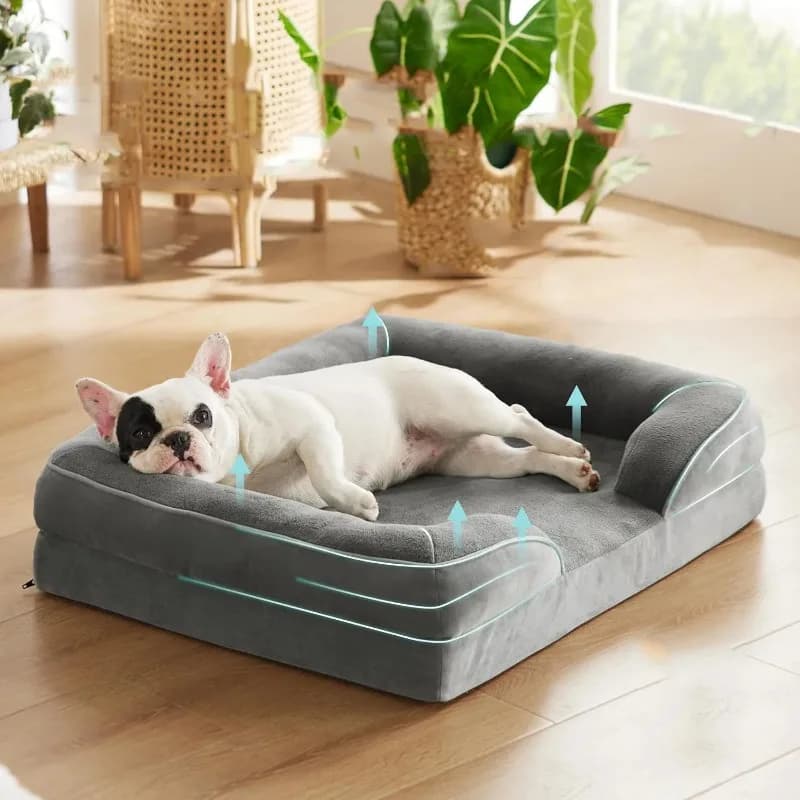 for Winter Warm Thickened Gray Flannel Dog Kennel Plush Velvet Solid Pattern Pet Bed Sustainable Big Dogs Bed Pet Supplies