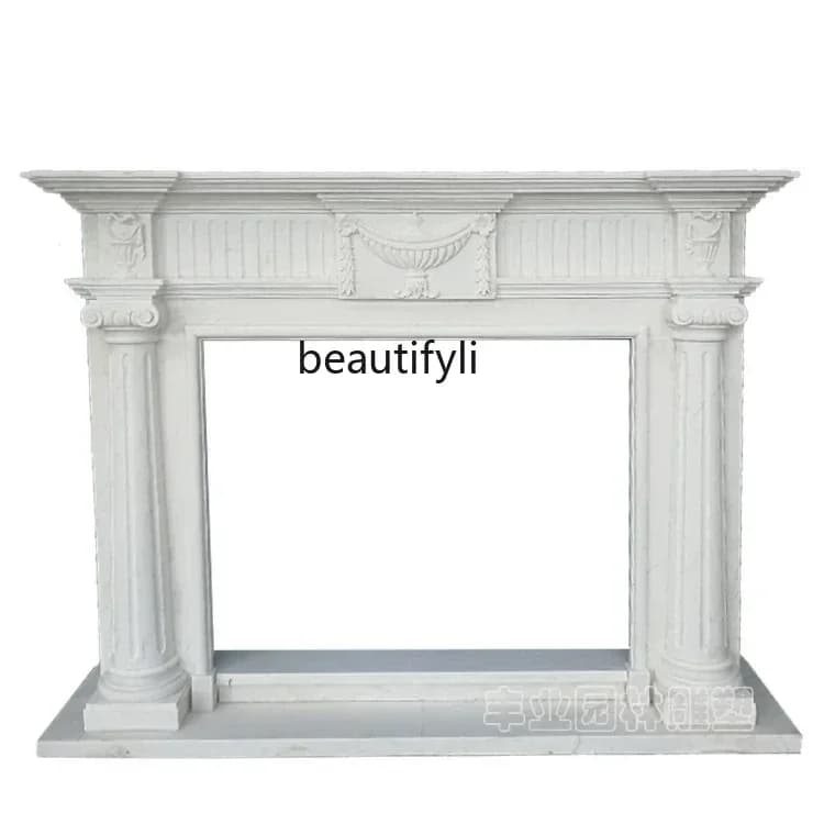 Y48 Spot marble fireplace white marble carving simple Ymerican fireplace rack