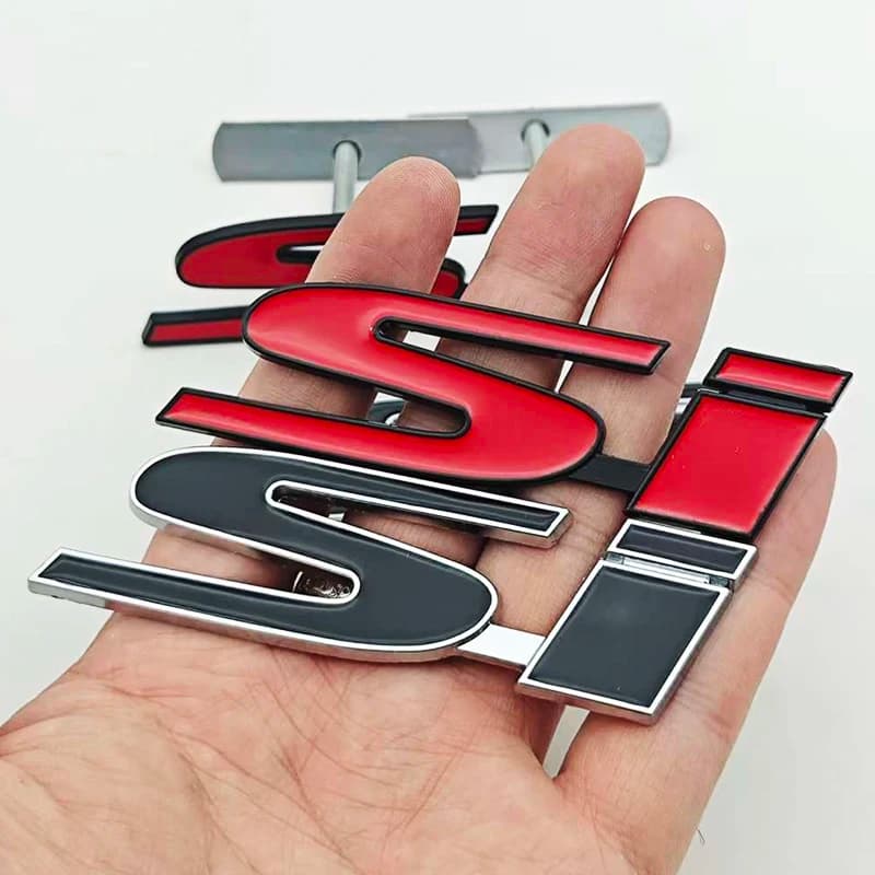 3D Metal Car Sticker Logo SI Rear Trunk Badge Front Grille Emblem Decals For Honda Civic Fit  CRV Accord Autompbile Acessories