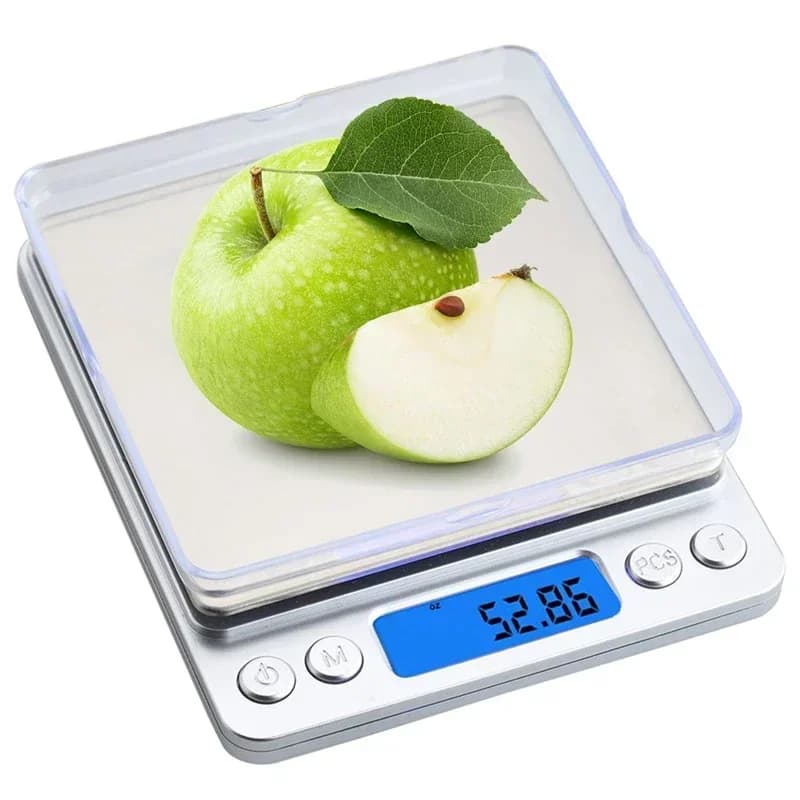 Pocket Digital Scale Electronic Weight Scales 3kg 0.1g / 500g 0.01g  Jewelry Scale Food Kitchen Balance Silver With 2 Tray