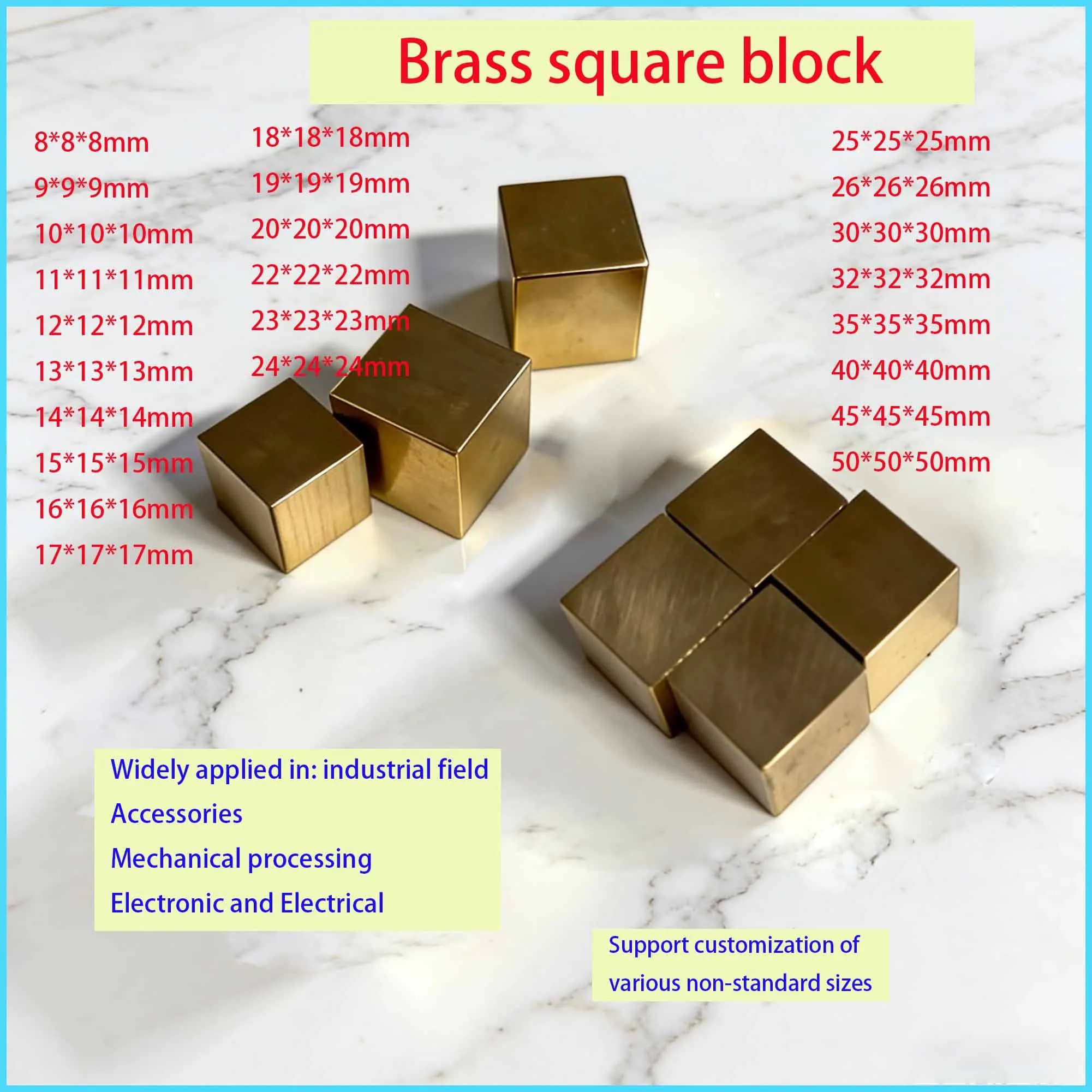 Multisize Solid Brass Blank Stamps - 8mm to 25mm Square Copper Blocks for Engraving, Jewelry Making & Handcraft Accessories