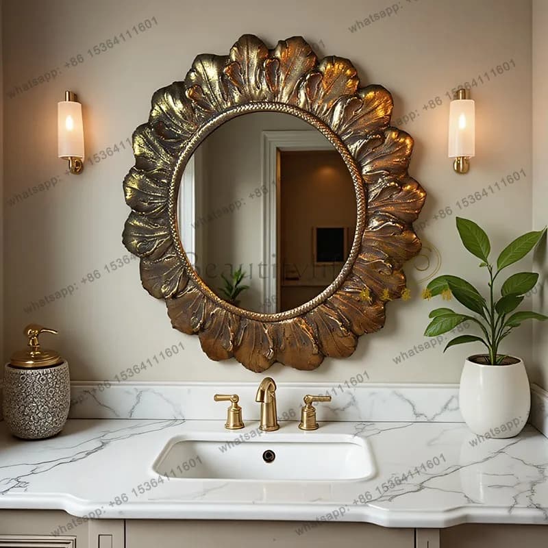French decorative mirror medieval light luxury living room soft decoration entrance American bathroom bathroom mirror