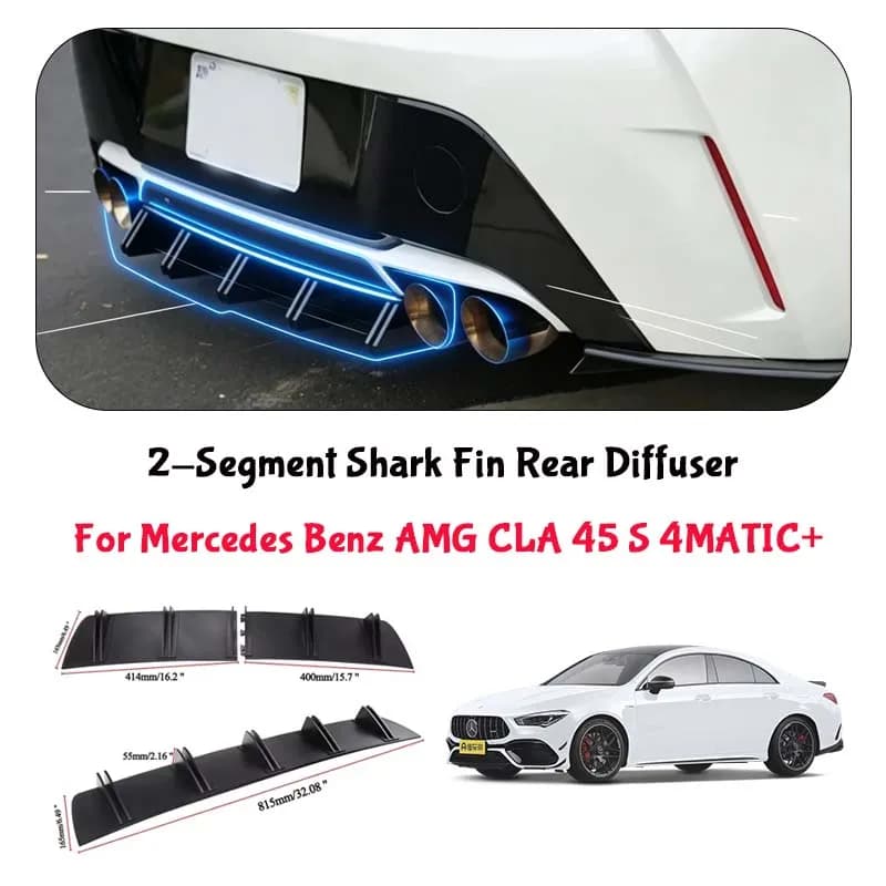 For  Mercedes Benz AMG CLA 45 S 4MAShark Fin Rear Diffuser Split Chassis Spoiler Auto Aerodynamic Parts Aerodynamic Modification