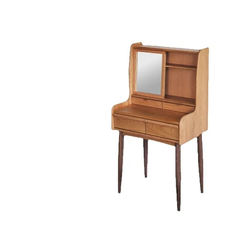Nordic solid wood small apartment makeup table, modern simple bedroom storage cabinet