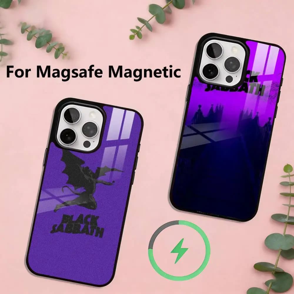 B-Black S-Sabbath Heavy Metal Band Phone Case For iPhone17,16,15,14,13,12,11 Plus,Pro Magnetic For Magsafe Wireless Charging