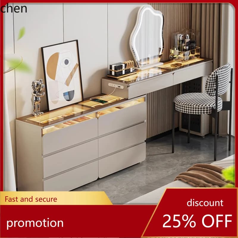 HT simple bedside table bedroom small apartment bedside storage jewelry storage cabinet milk coffee color drawer cabinet