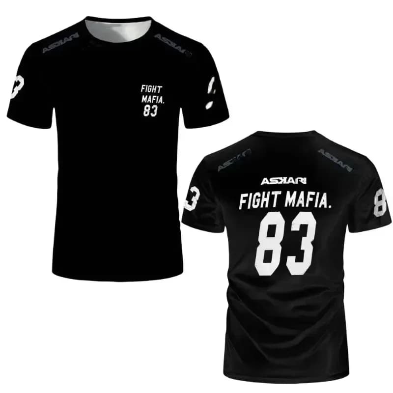 ASKARI Boxing Fighting Match Design 3D Men Fitness Short Sleeve T-shirt Breathable Sports Tees for Male Outdoor Trainning  moto
