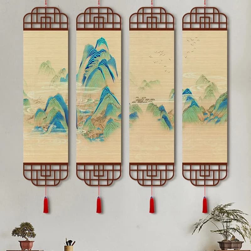 Traditional Chinese Landscape Painting Wall Decor -Bamboo painting apply to Tea Room, Living Room & Study (Zen Style)​