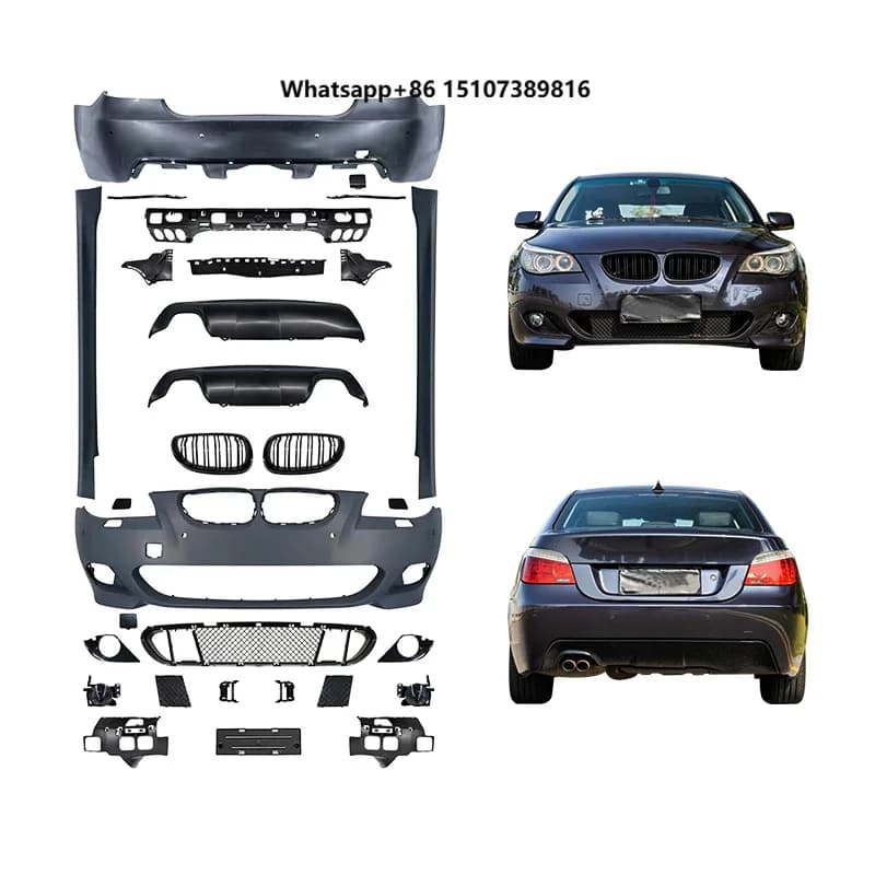 2004-2010 New Retrofit Surround Kit Front Bumper Front Engine Hood Rear Bumper Rear Lip for 5 Series E60 Upgrade MT