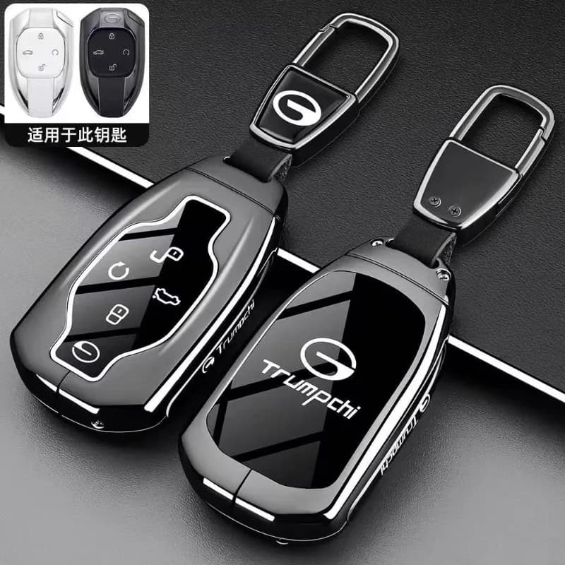 Zinc Alloy Key Fob Cover for Trumpchi ES9/GS8/GS3/GS4/Shadow Series - Heavy Duty Metal Protective Case Key Shell with Keychain