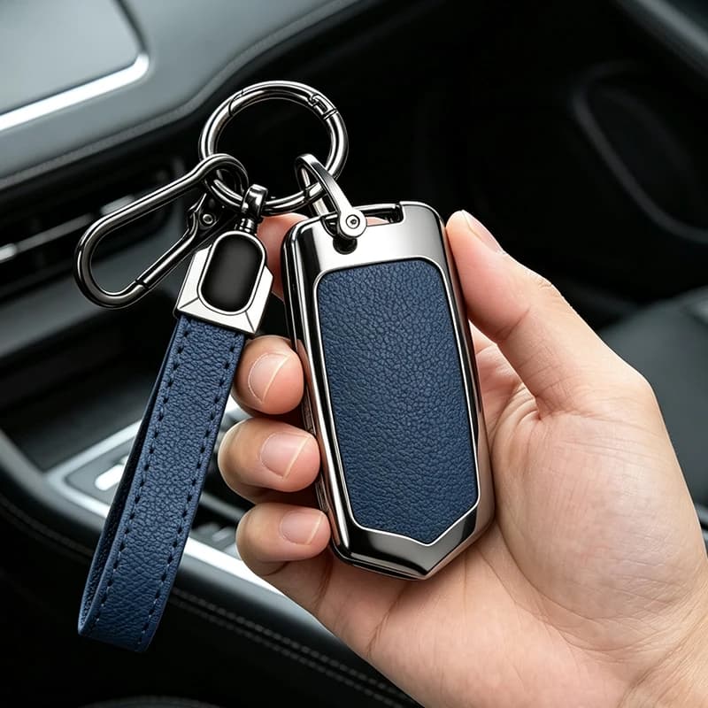 4 Buttons Zinc Alloy Leather Car Smart Remote Key Case Cover for Kia K900 Stinger 2017 2018 2019 2020+ Protection Shell