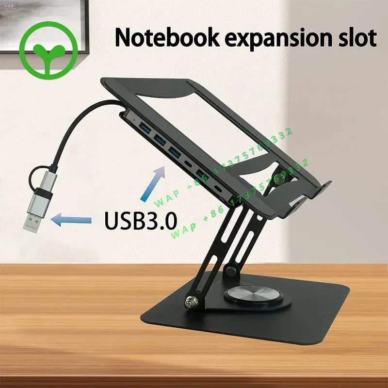 【Best-selling】New Laptop Stand With Hub 17-inch Carbon Steel Adjustable Height