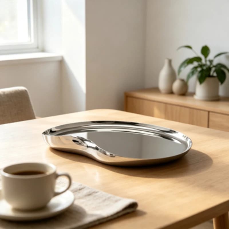 Stainless Steel Serving Tray Luxury Decorative Platter High‑grade Household Hotel Storage Plate Coffee Drinkware Display Tray