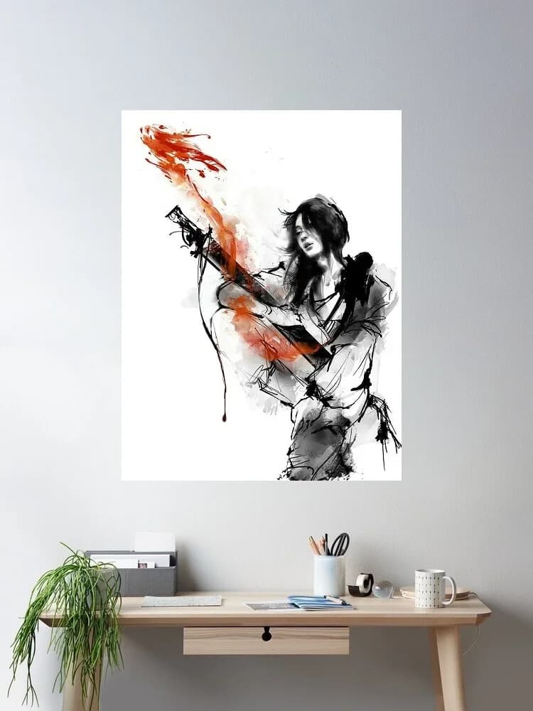 Japanese Women Samurai Movie, Art Print Silk Poster Home Wall Decor