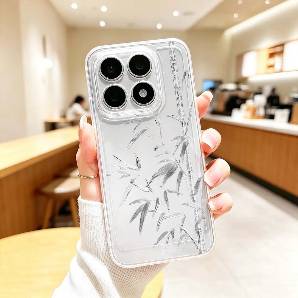Bamboo Branch Painting Print Phone Case For Xiaomi Mi 17 Pro Max 15 15T 14 14T 13 12 12S 11 Pro Ultra Lite Transparent Cover
