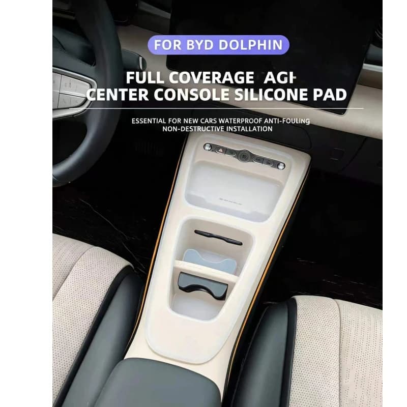 For BYD Dolphin Central Control Integrated Silicone Pad Interior Gear Shift Cup Pad Wireless Charging Accessories Modification