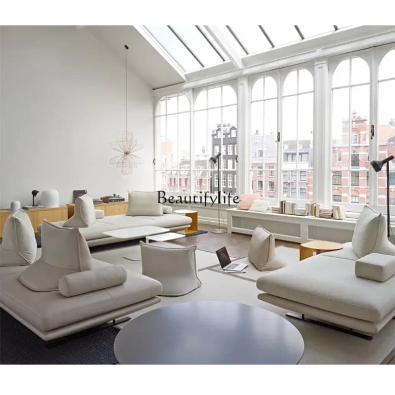 simple wabi sabi living room creative fabric sofa Nordic light luxury minimalist small apartment sofa without armrest